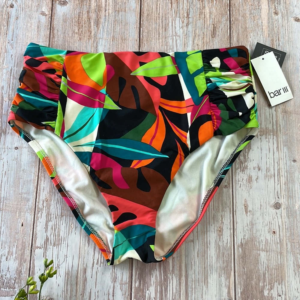Bar III Tropical Dream High Waist
Full Coverage Swim Bottoms
